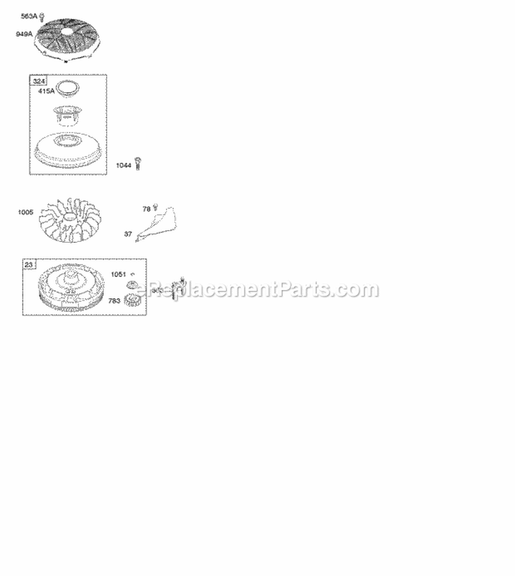 Flywheel Diagram and Parts List for 21D807-1546-G1  Briggs and Stratton Engine